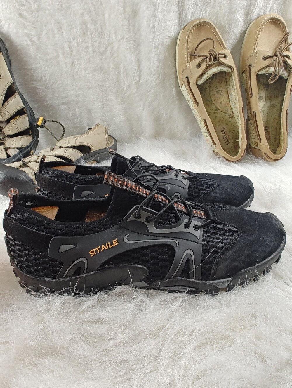 SITAILE Black Yellow Athletic Shoes Men Size 44 US 10 Lightweight Sport Sneakers - Picture 4 of 11